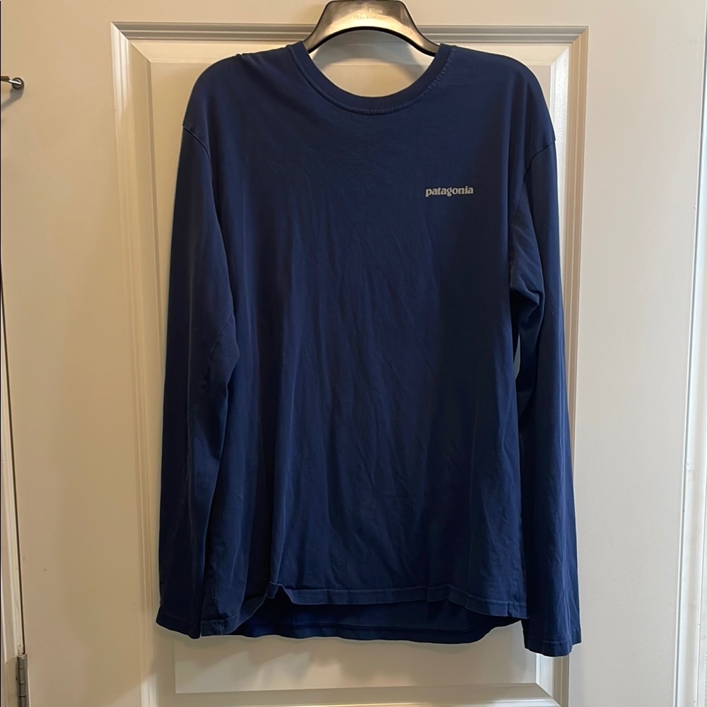 Patagonia Blue Long Sleeve Tee Soft Cotton Crew